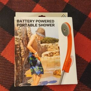 Battery Powered Portable Shower with Orange Handle